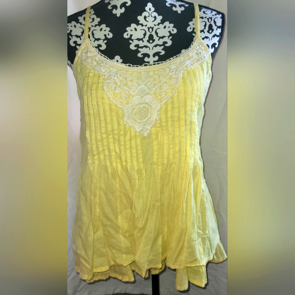 Yellow baby doll adjustable straps tank top